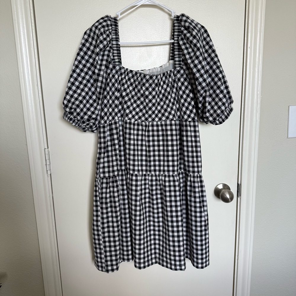 English Factory Black and White Gingham Dress